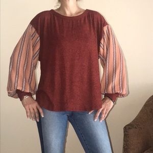 Long Sleeve Ballon Sleeve Top